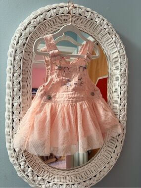 OshKosh B'gosh Light Pink Tulle Overall Dress with bunny tail